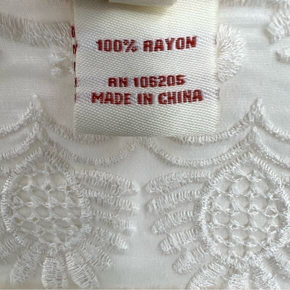 Sundance embroidered eyelet lace tab sleeve lagenlook blouse tunic top M - Picture 9 of 11